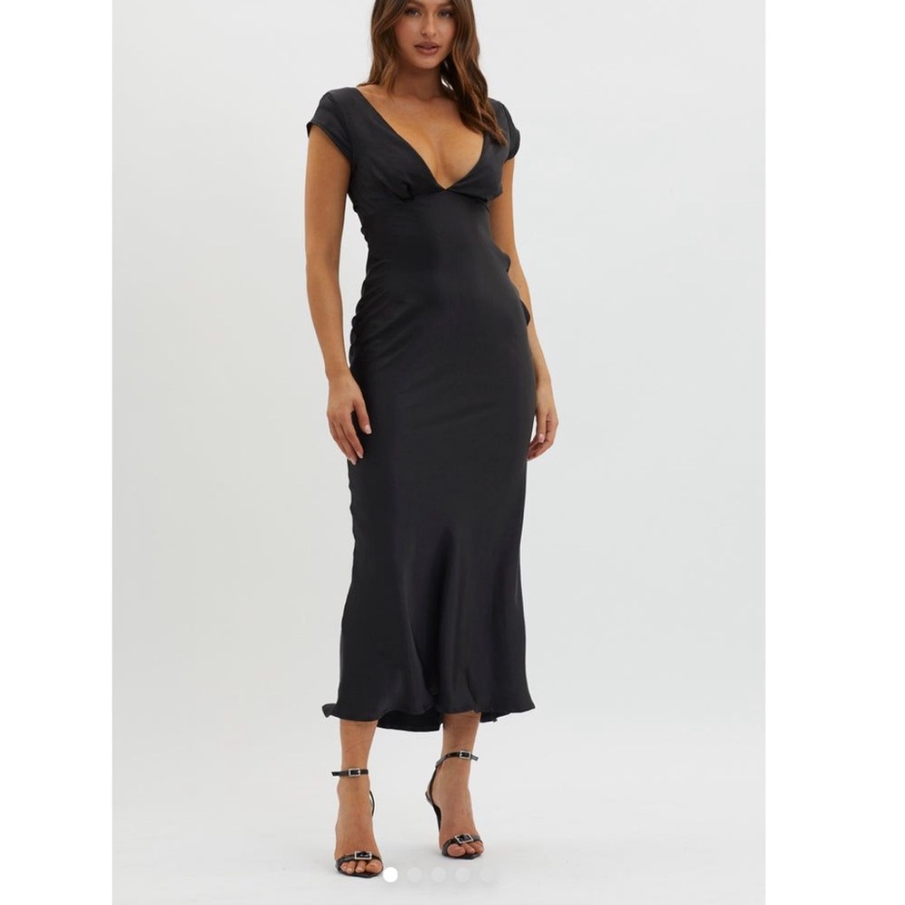 Saints and Secrets Black Satin Dress